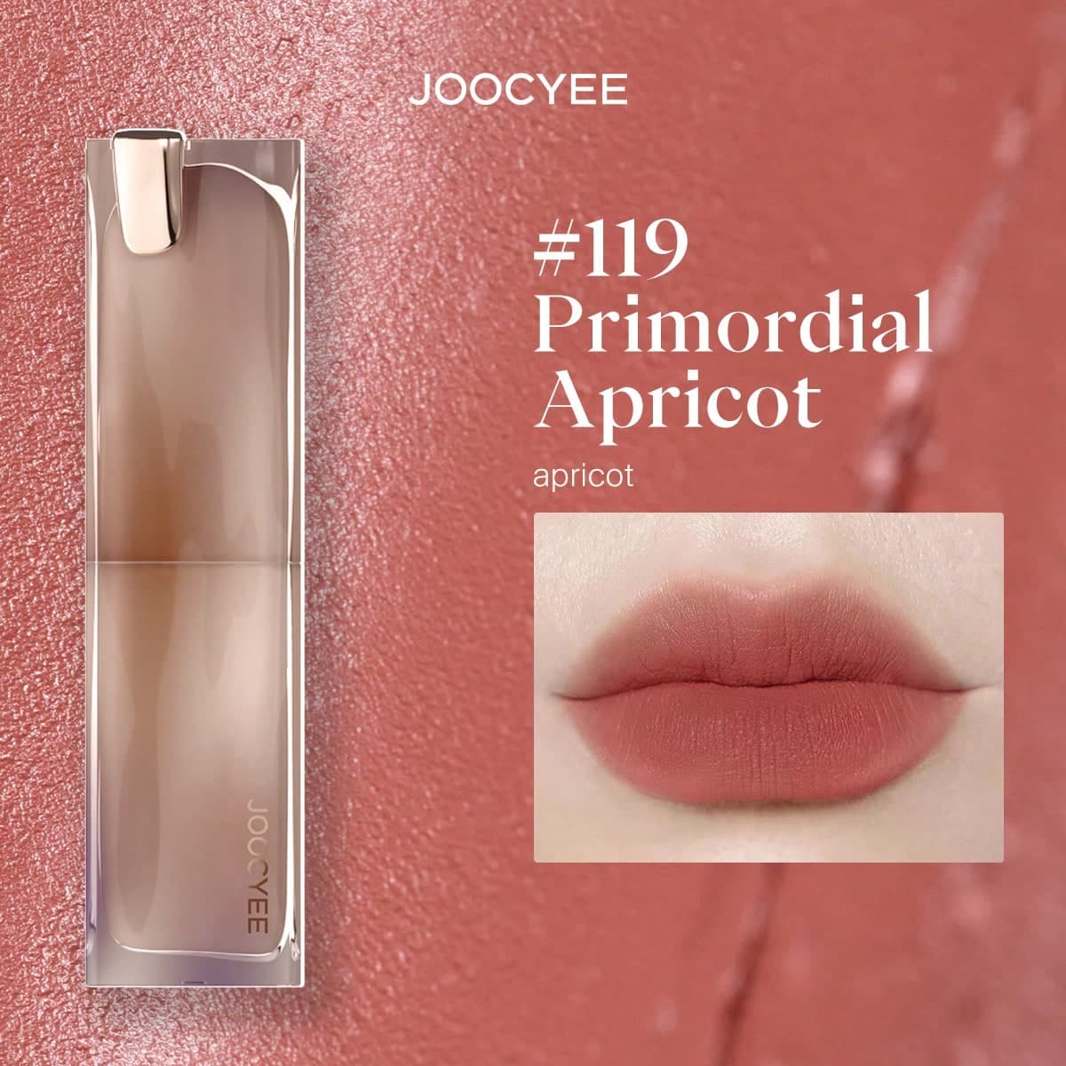 Rouge Ã lÃ¨vres mat durable Ã texture crÃ©meuse lisse de couleur impactante haute 119 abricot boueux pour la FÃªte des mÃ¨res.